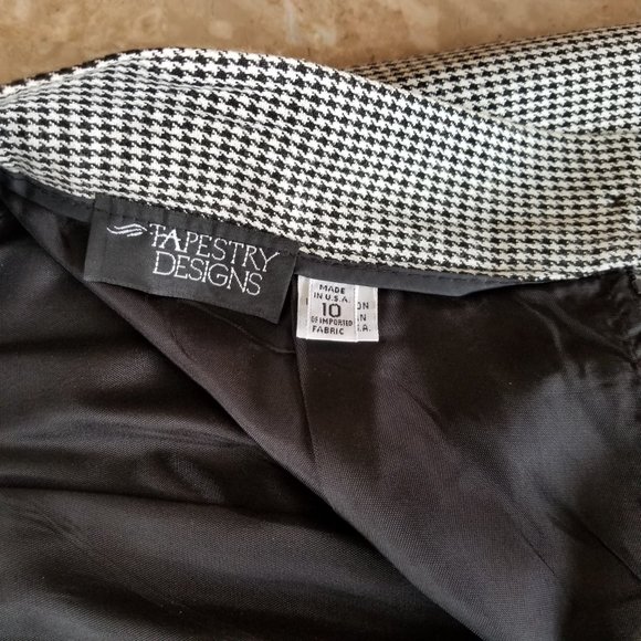 Vintage Black/White Houndstooth 2 pc Skirt Suit Set Size 8/10  Made in USA - Picture 11 of 13